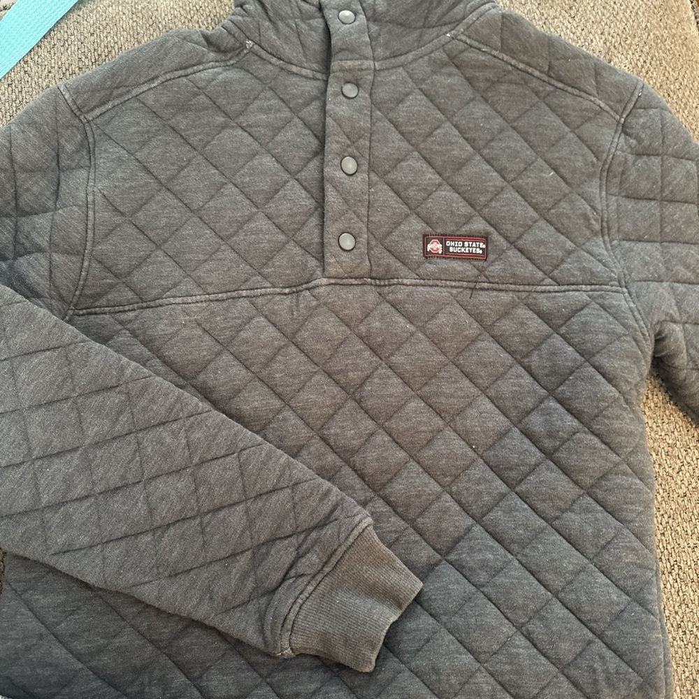 Men's Gray Quilted Pullover Jacket